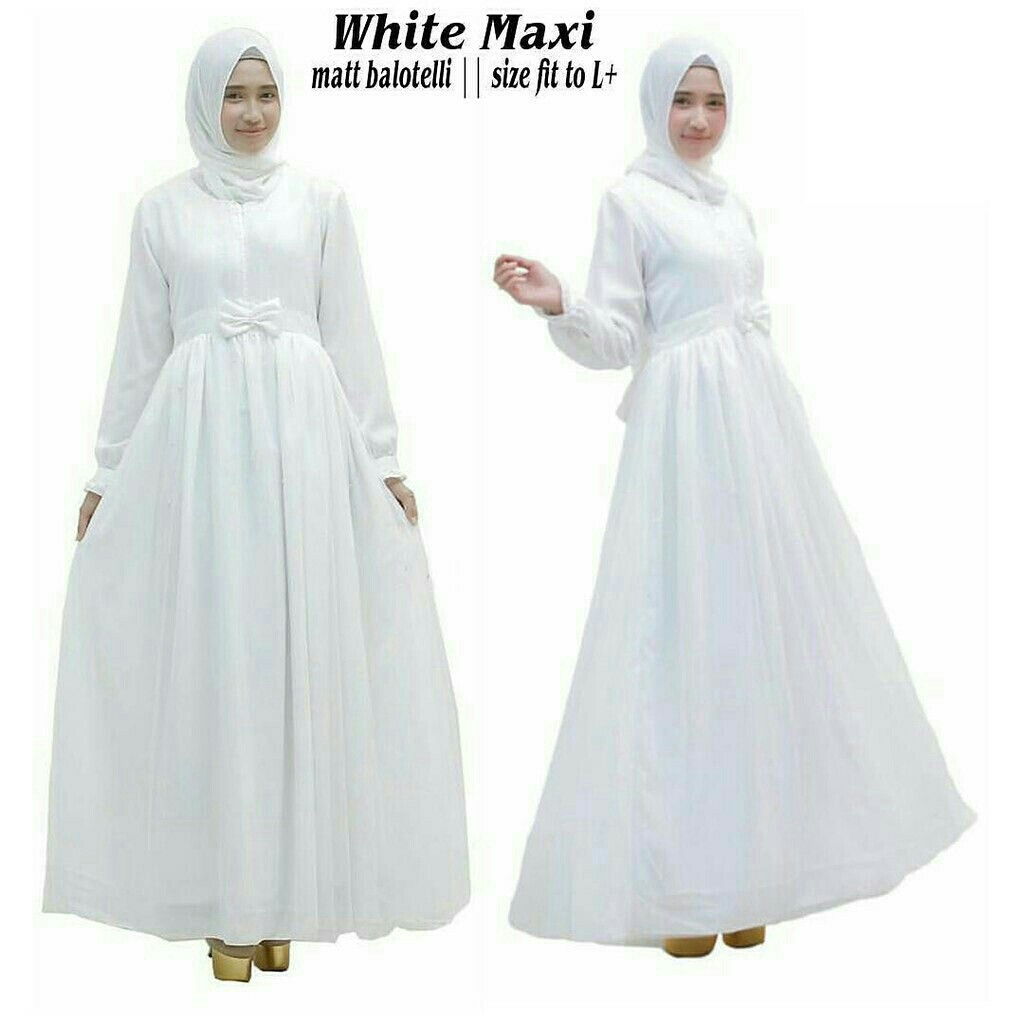 white karin maxi dress/dress putih cantik-1