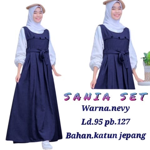 Sania set Dress Baju Gamis Syari Muslim Remaja Wanita Perempuan// dress gamis anak Remaja tanggung K