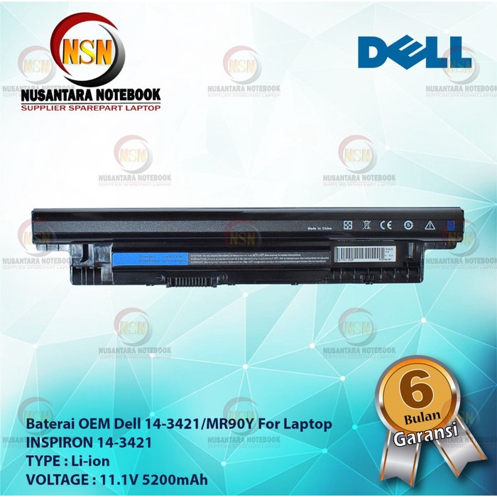 Baterai Laptop DELL 14-3421/MR90Y for Laptop INSPIRON 14-3421 OEM