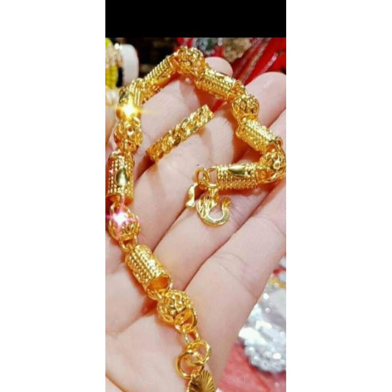 set perhiasan dewasa gelang+cincin motif bambu bahan koin 91