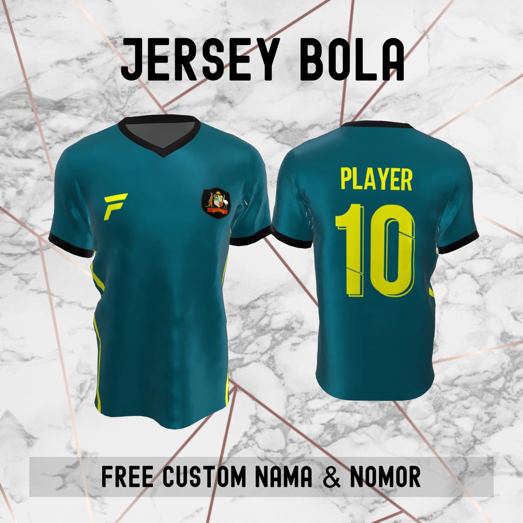 Jersey Australia Timnas Negara Bola Baju Kaos Custom Nama dan Nomor Punggung - 204