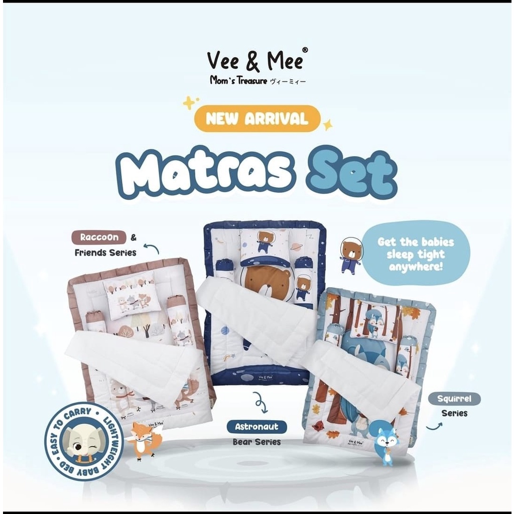 [2 kg] Vee &amp; Mee Matras Baby Bedding Set Safari / Squirrel / Astronaut Bear / Raccoon &amp; Friends Series - VMM 1010 / 1050 / 1060 / 1070