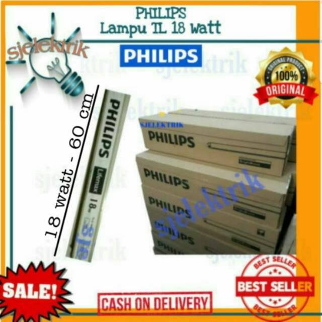 Lampu TL Neon Philips 18 Watt 18W Lifemax Lampu Philip TL Neon 18 W - 60 Cm