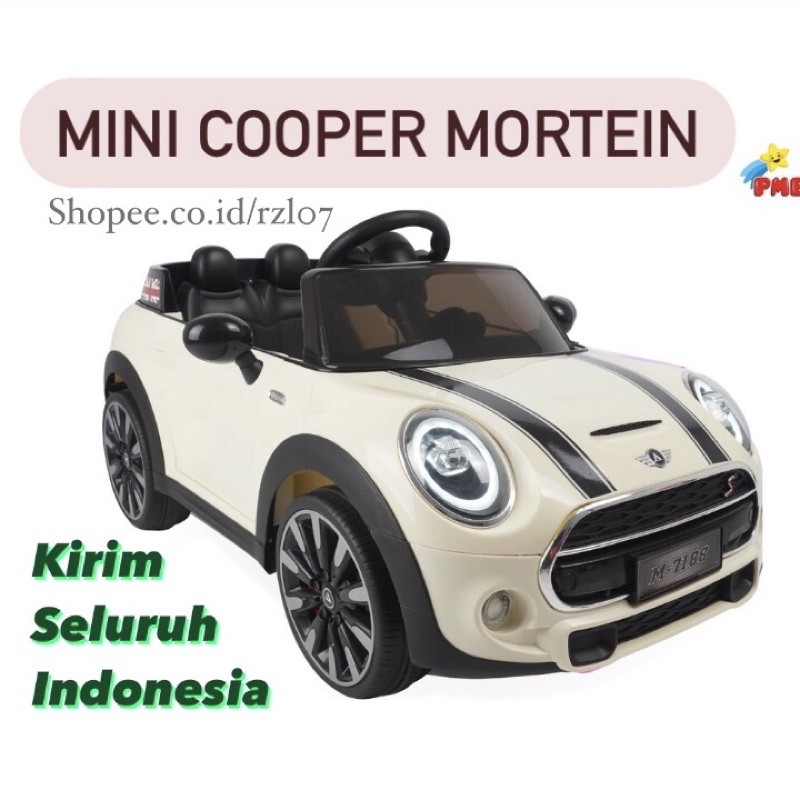 HARGA PROMO Mobil Aki Mini Cooper Mortein PMB 7188 dual accu anak bayi balita trendy aman remote