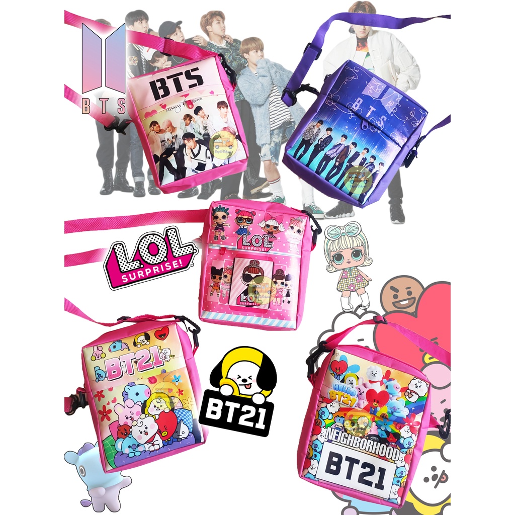 Tas Anak selempang / sling bag anak / tas anak karakter BTS bt21 LOL