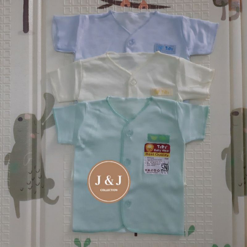 3 pcs Baju bayi  Polos tangan pendek Merk TARA (0-3BULAN)