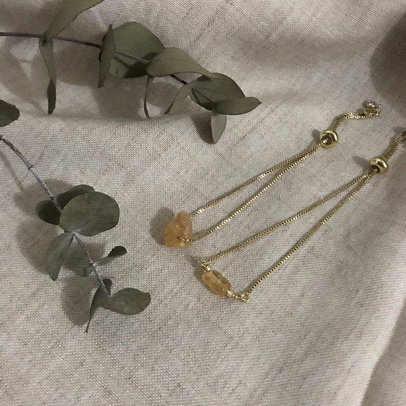 Citrine Bracelet - Natural stone gold plated bracelet