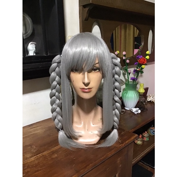 Peko Pekoyama Wig Danganronpa 2 wig cosplay halloween gray abu