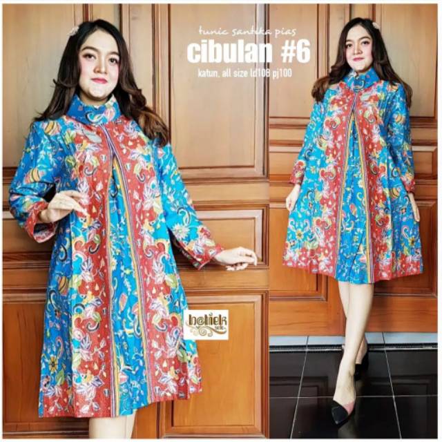 Tunik katun santika pias cibulan #6 atasan batik wanita motif bunga super halus baju aeregam seragaman ibu cewek kekinian