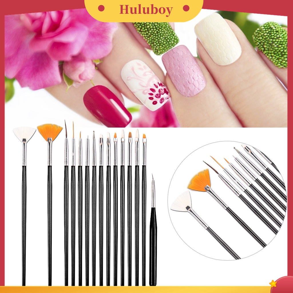 Huluboy Huluboy♡ 15 Pcs Pen Liner Bahan Plastik Mudah Digunakan Untuk Salon Nail Art