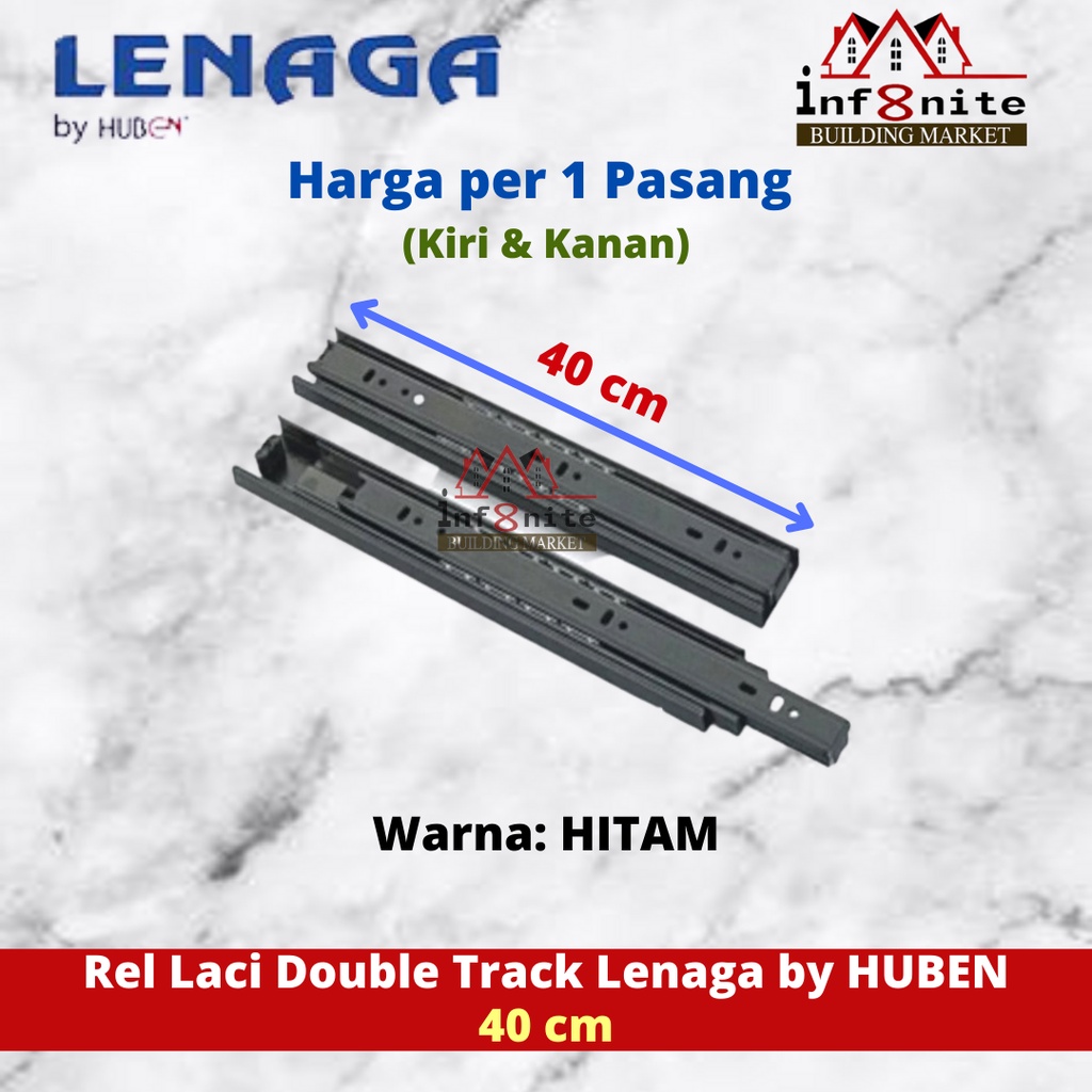 Rel Laci LENAGA by HUBEN Double Track Ball Bearing Rel Lemari 40 cm