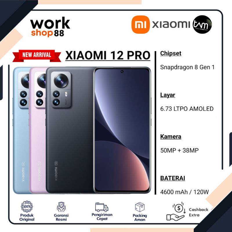 HP Baru Xiaomi 12 Pro 5G 12/256 Ram 12GB Rom internal 256GB - New TAM Original Garansi Resmi - Handp