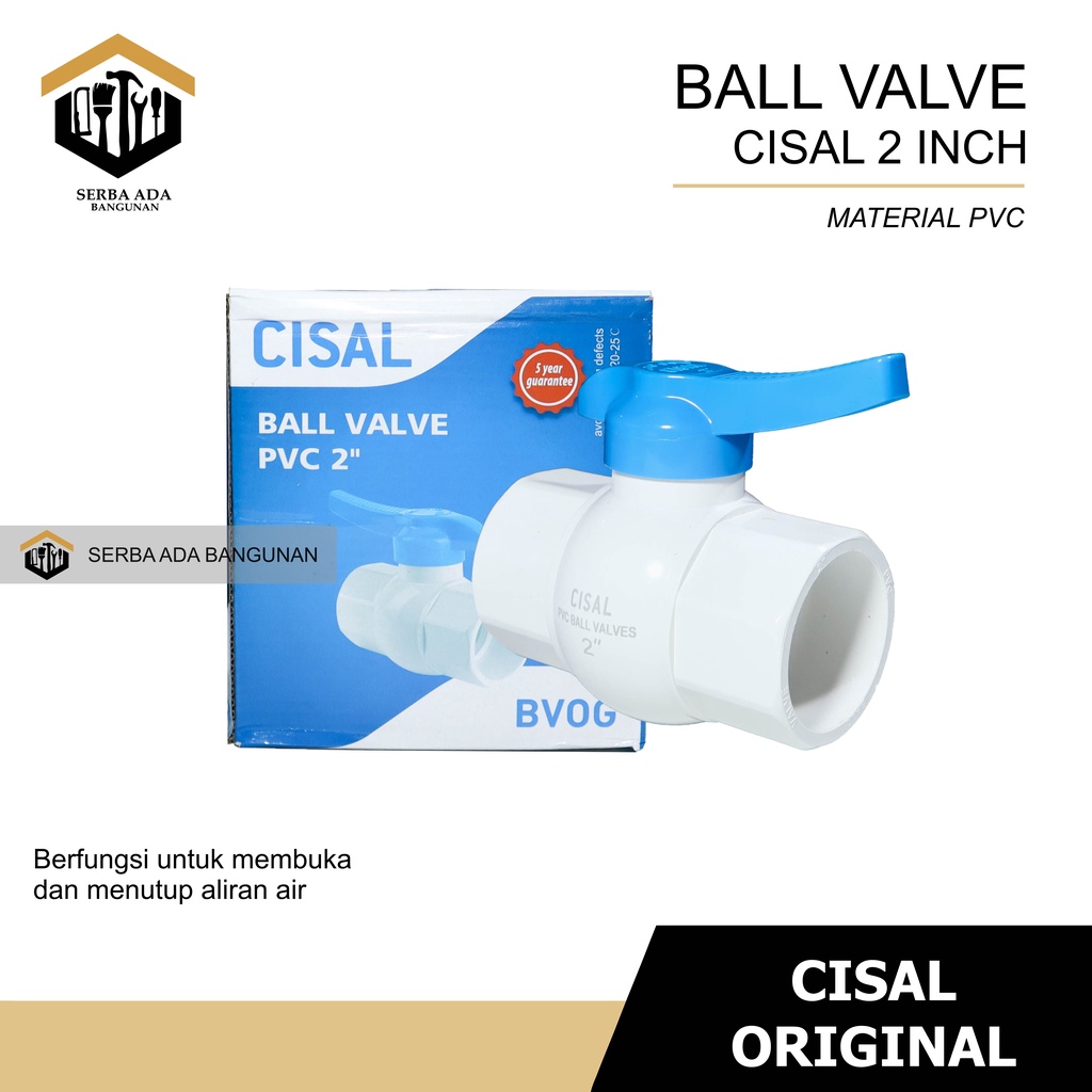 STOP KRAN ON OFF BALL VALVE /  BALLVAVLE PVC 2INCH DIM MADE TAIWAN KRAN PIPA AIR SALURAN JUMBO TEBAL