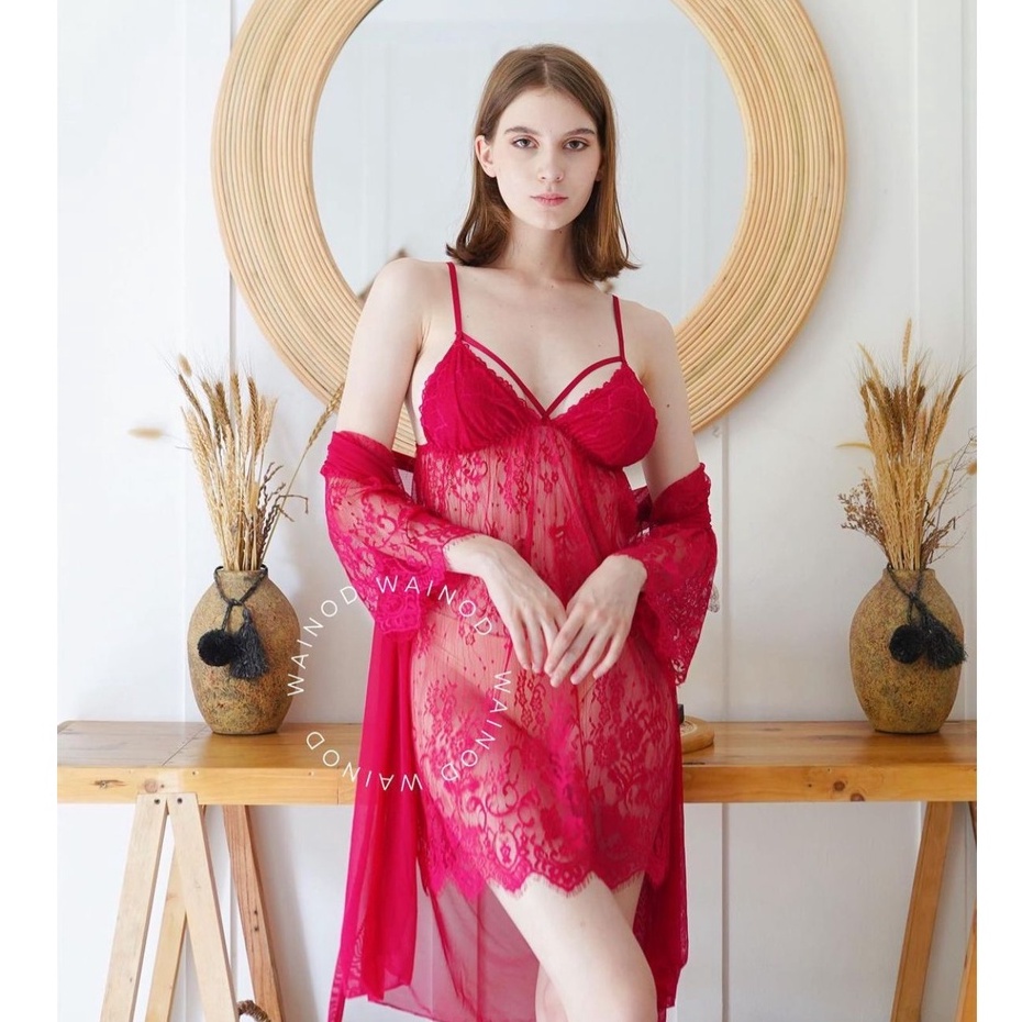 BELLE S-2XL sexy lingerie set (dress + kimono) - WAINODSHOP