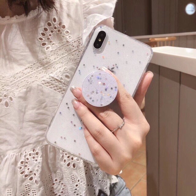 Star Glitter + Popsocket iPhone Oppo Vivo Xiaomi Samsung Real me 3 5 pro F5 F7 F9 F11 V15 V17 Y17 S9