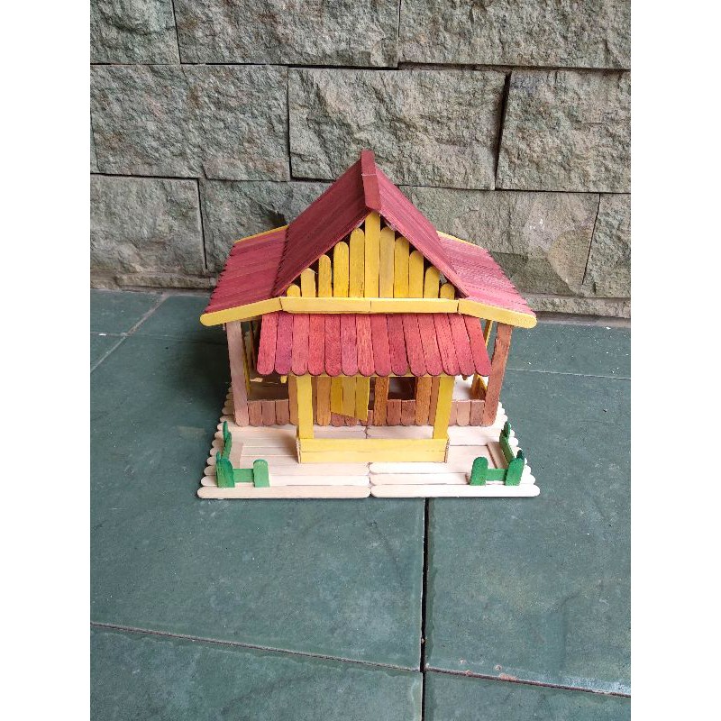 Prakarya Maket Miniatur Rumah Adat Kebaya Betawi dari Stik Es Krim