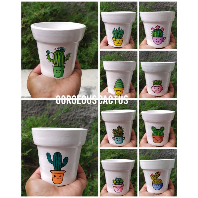 

(GROSIR) POT LUKIS GAMBAR KAKTUS