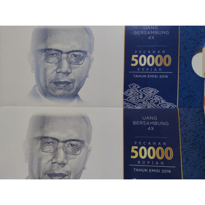 uang uncut/bersambung pecahan 50.000 x4