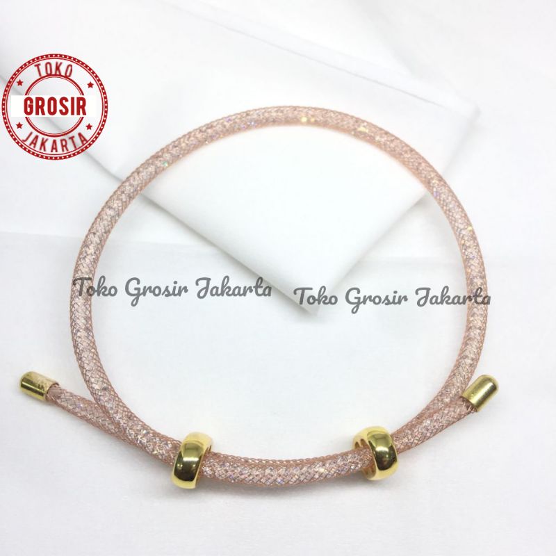 Gelang Tali Kawat Kristal Glitter Untuk Liontin Charm Atau Emas