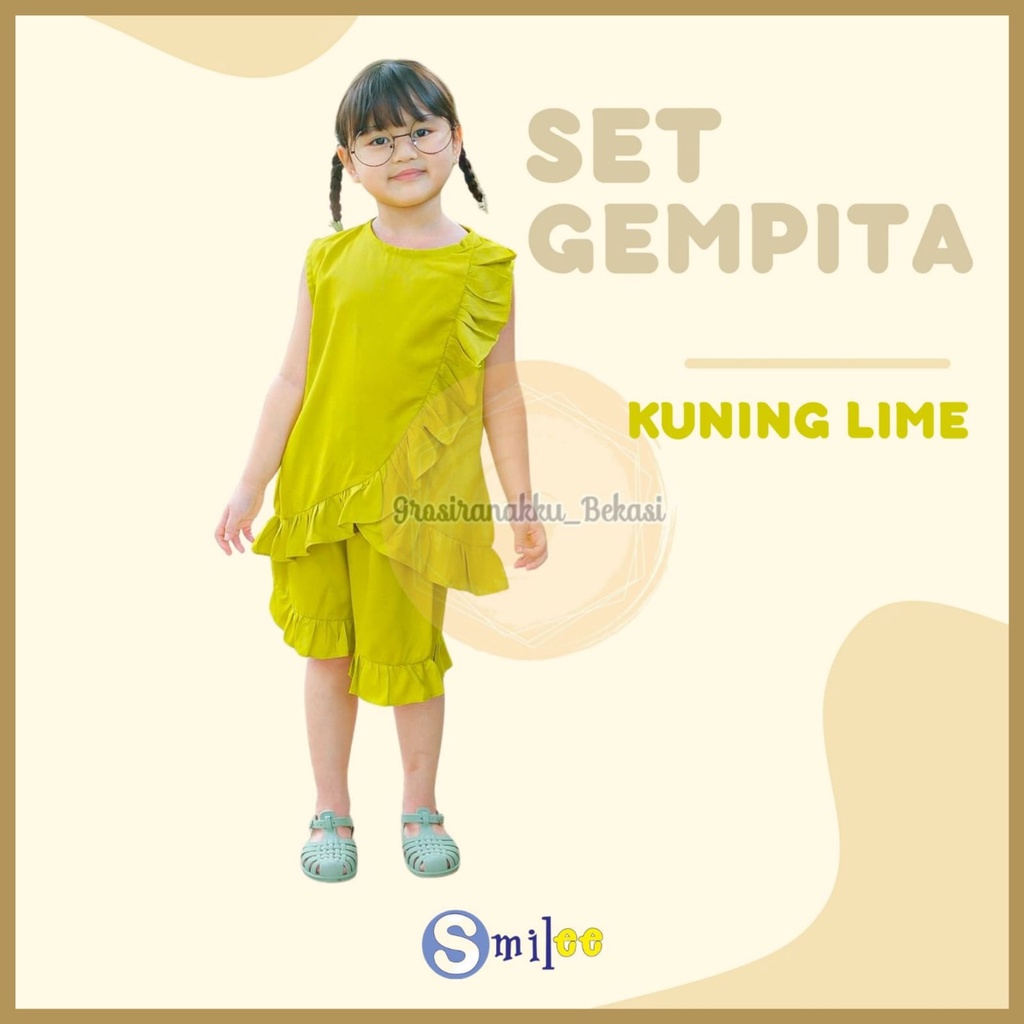 Setelan Anak Rayon Gempita Smilee Warna Lime Size 1-5 Thn