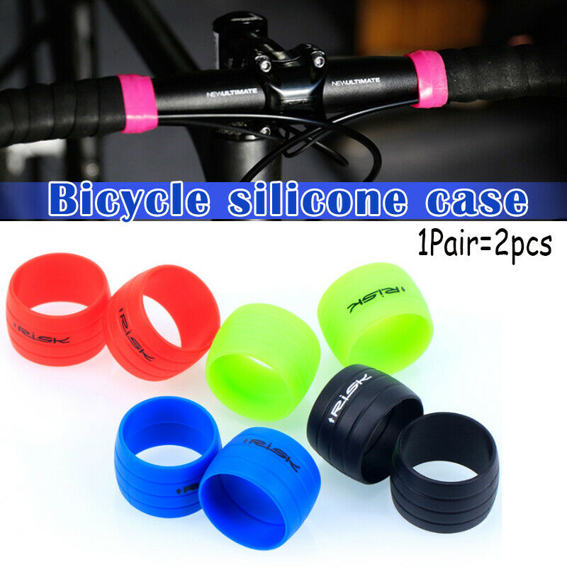 2PCS Cycling Handlebar Tape Fixing Sleeve Silicone Rubber Anti-Skip Road Bike Plugs Waterproof Protective Ring