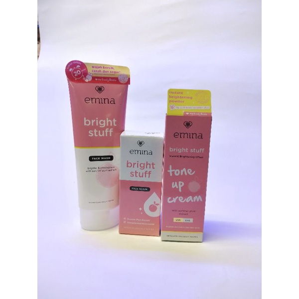 Paket EminabrightStuff/paketEminaHemat/paketEminafacialwash+Serum+tuneUpCream