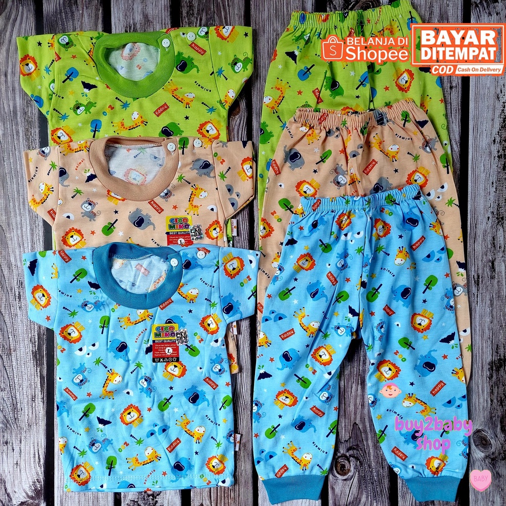 Baju bayi setelan CPR kaos pendek celana panjang warna motif Cico Miko usia 0-12 Bulan 3 Setelan