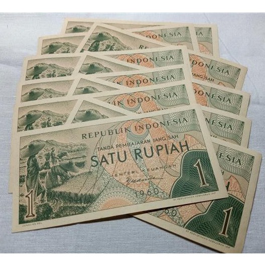 UANG KUNO MAHAR KOLEKTOR 1 RUPIAH 1960 SERIAL URUT LAINNYA
