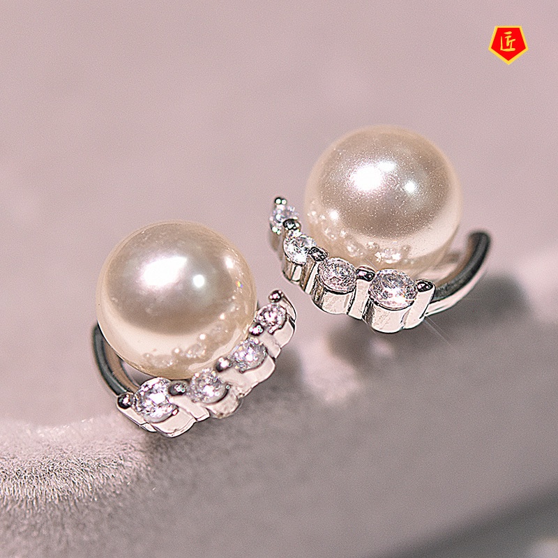 [Ready Stock]Fashion 925 Silver Natural Pearl Ear Studs