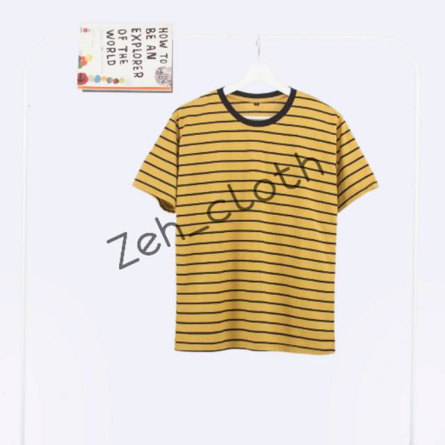 Kaos stripe kuning mustard