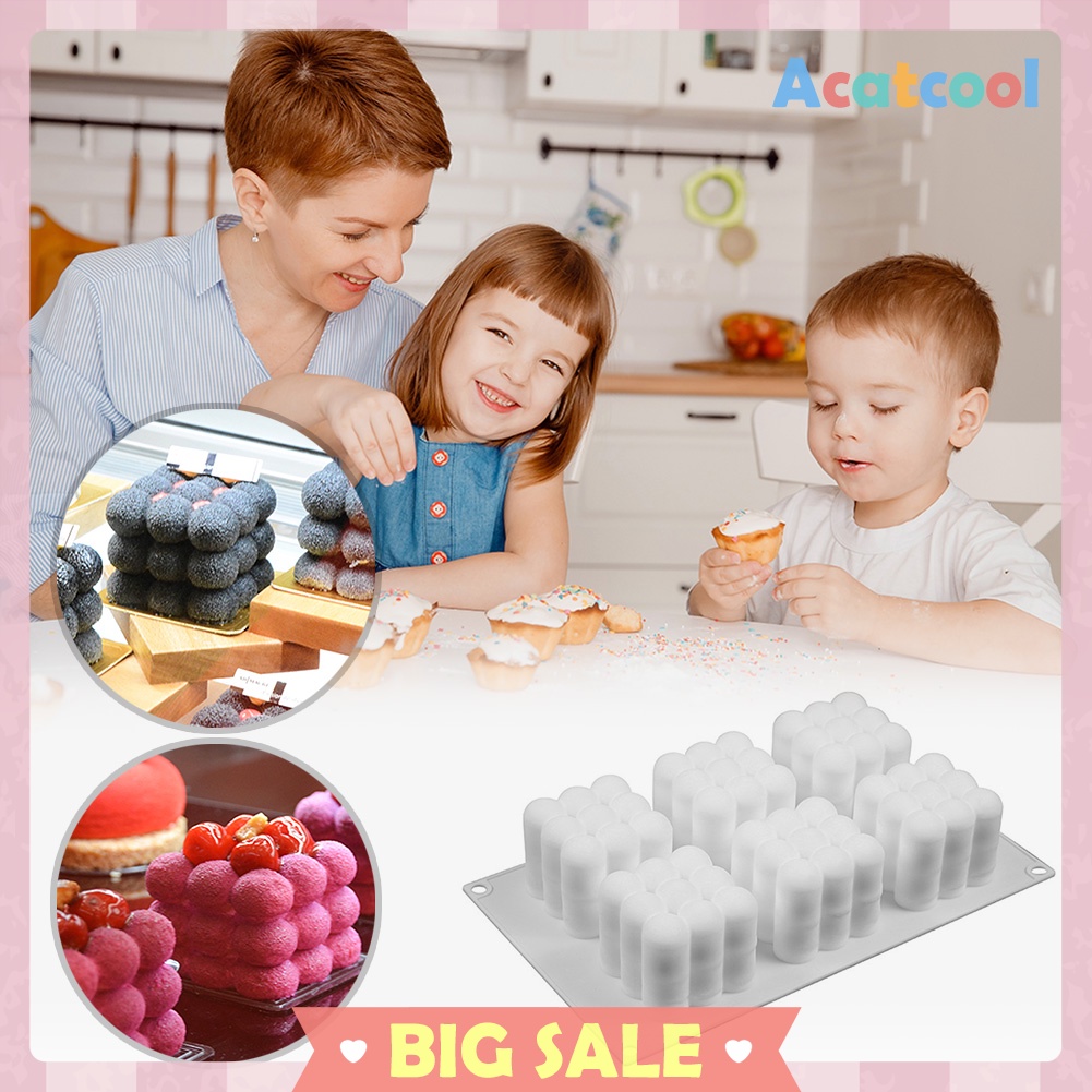 6 Cavities 3D Cube Candle Plaster Mould Silicone Square Bubble Dessert Mold