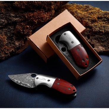 PISAU LIPAT DAMASCUS SHOOTEY FOLDING KNIFE PORTABLE KNIFE MINI POCKET FCVFD65462