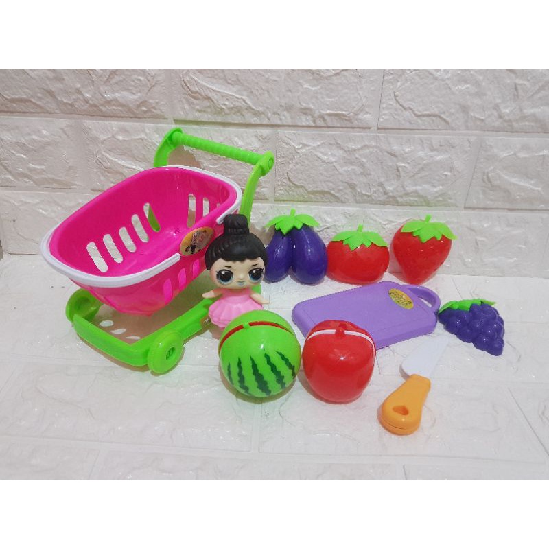 Mainan Set Keranjang Troli Buah - Mainan Keranjang Troly Buah