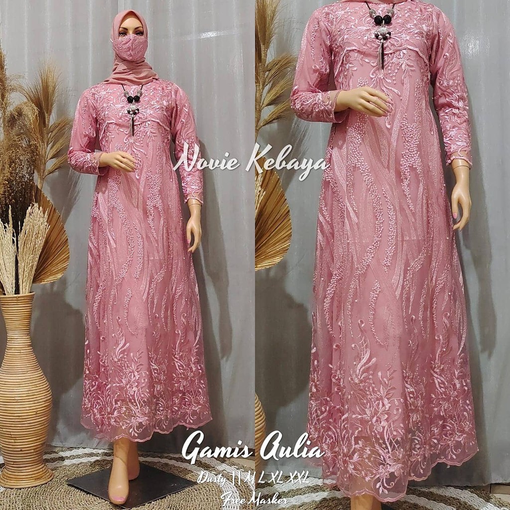 PROMO LONG GAMIS TULLE MUTIARA BORDIR / GAMIS TULLE / GAMIS PESTA