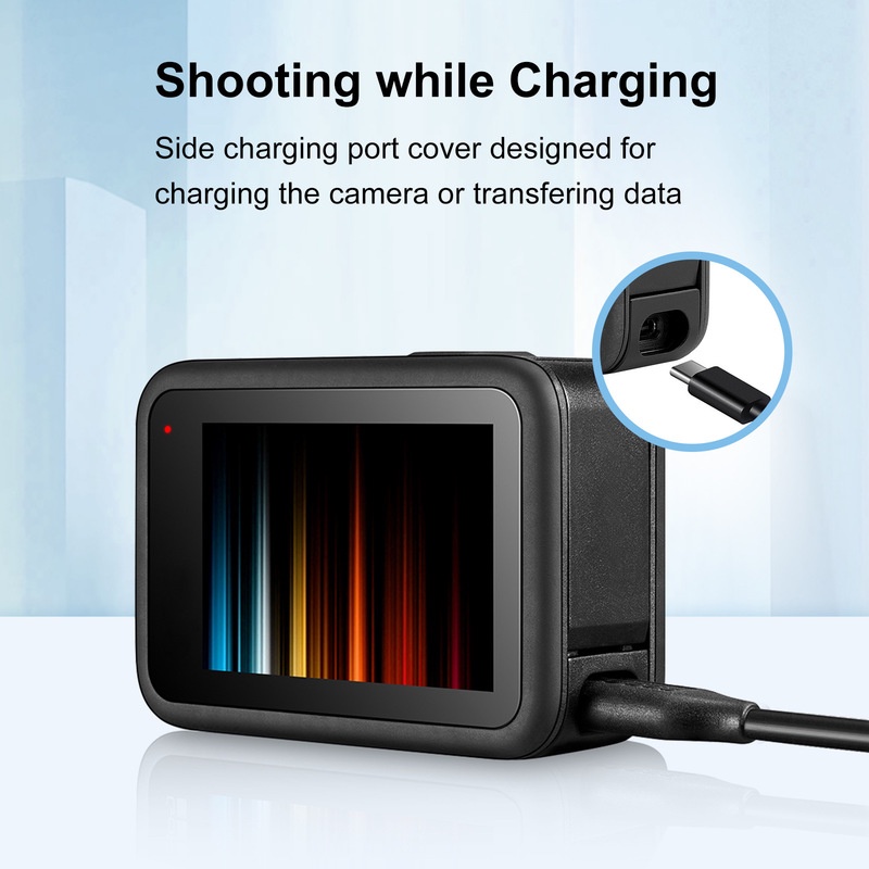 (Case Charger Baterai Dapat Dilepas Warna Hitam Untuk Gopro Hero 10 9) (Go Pro 10 9