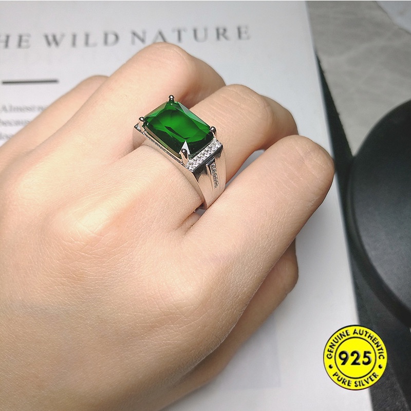 Cincin Kristal Zamrud Bahan S925 Silver Untuk Pasangan