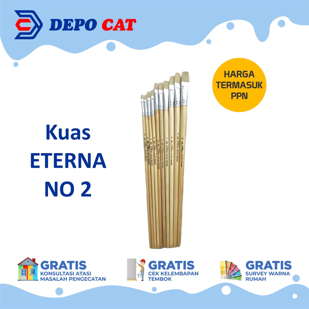 

KUAS LUKIS ETERNA NOMOR 2 | KUAS LUKIS CAT AIR & MINYAK