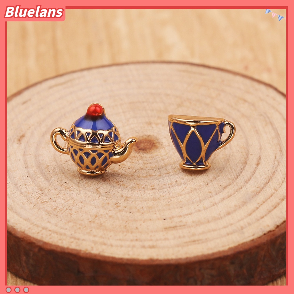 Anting Stud Liontin Bentuk Teko Cangkir Asimetris Gaya Vintage Untuk Wanita