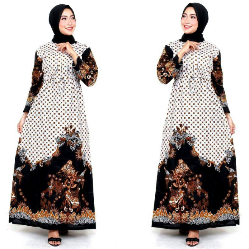 BATIK COUPLE KELUARGA sania ruffle batik ori motit Wayang / Sarimbit batik-Gamis Dewasa