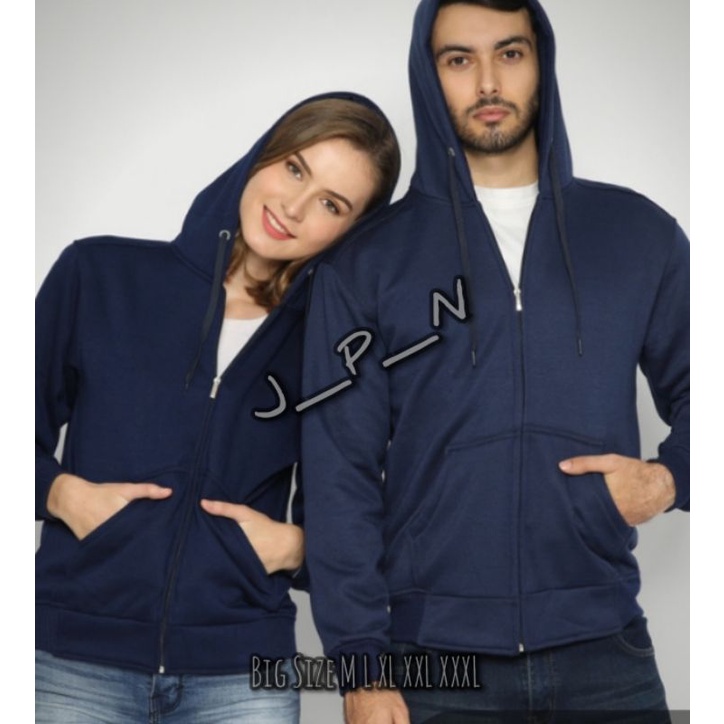 Sweater Hoodie Big Size Zipper Jaket Polos Jumbo Sleting Warna Navy Ukuran Besar Xxl Xxxl Xxxxl Bahan Tebal Model Oversize Ld 120 Ld 130 Switer Pria Wanita Original Premium Lokal 2xl 3xl 4xl