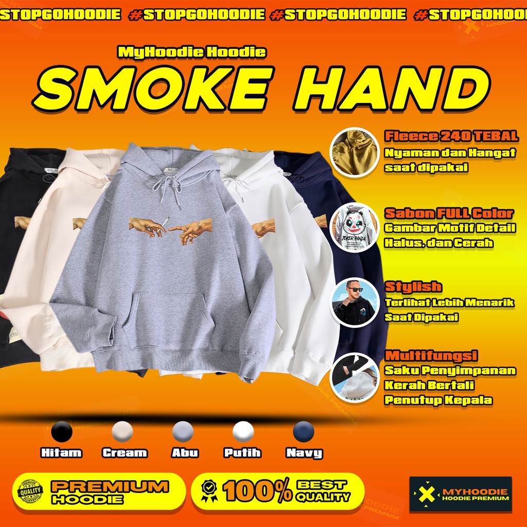 HD Smoke Hand Jaket Hoodie Oversize Pria Jaket Hoodie Cowok Myhoodie Jeket Hodie Pria Outfit Cowok H