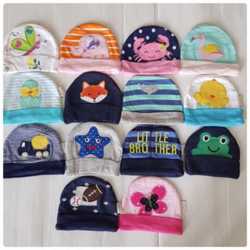 Topi Bayi Import BABY GROW Bordir Motif Boneka