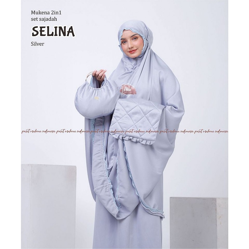 Mukena 2in1 Satin Silk Premium Set Sajadah Tas Pouch Cantik Mukena Polos Elegan Mukena Travel Travel