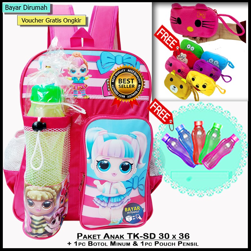 [Paket] Tas Sekolah Anak SD Tas Sekolah Anak Perempuan Tas Anak Cewek tas Anak SD tas ANak TK+Pouch