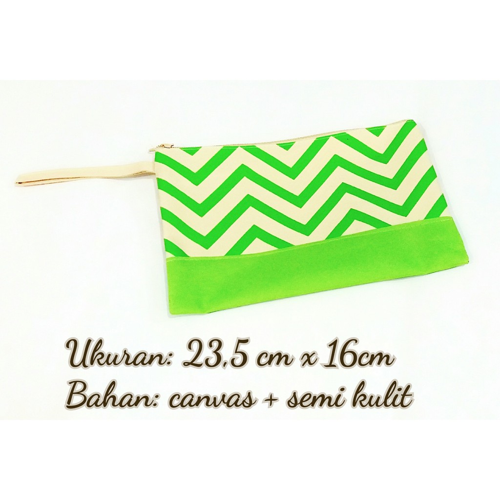 dompet kosmetik zigzag hijau handsbag