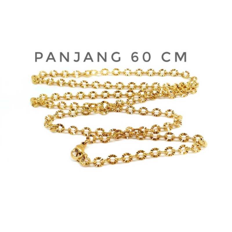 Kalung Titanium Rantai Nori ukir Pria Wanita Anti karat selamanya