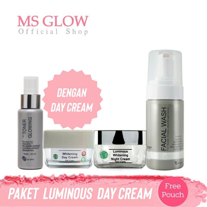 PAKET LUMINOUS MS GLOW GROSIR TERMURAH FACIAL WASH MS GLOW TONER MS GLOW WHITE CELL DNA MS GLOW  BAR