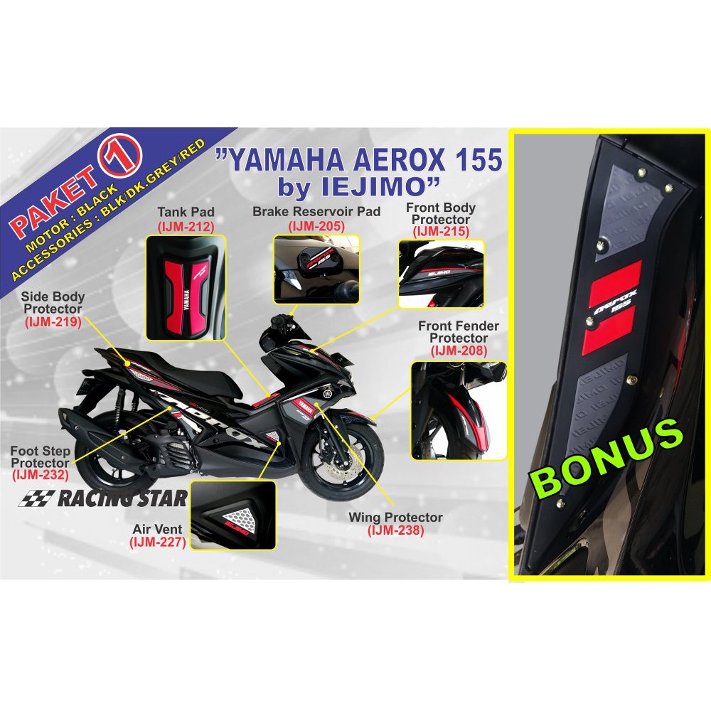 TERLARIS PAKET BODY PROTECTOR YAMAHA AEROX 155 - AKSESORIS  YAMAHA AEROX 155 - STRIPING AEROX 155