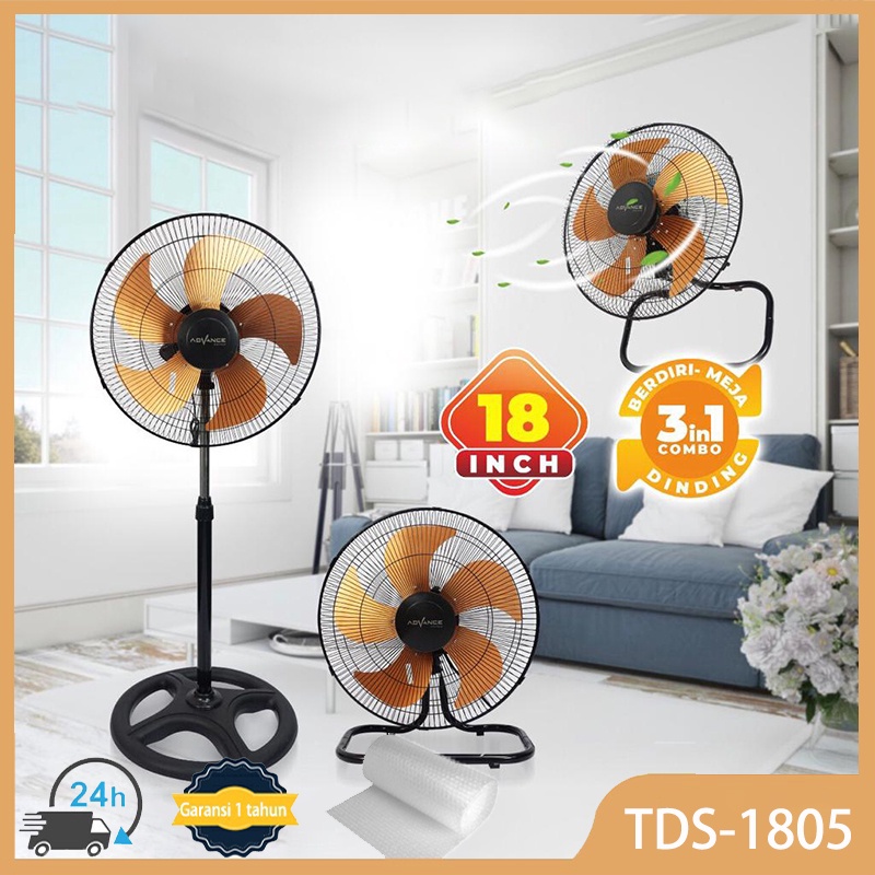 【Garansi 1 tahun】Kipas Angin Advance  Kipas Angin Besi 18 Inch 3IN1 Cyclone Multifuncion Fan Kipas Tornado