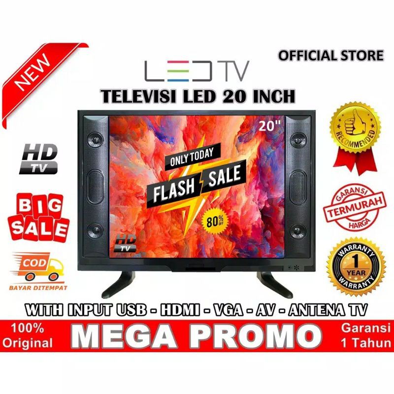 BISA COD - TERBARU TELEVISI LED 20&quot; WITH INPUT USB HDMI VGA AV ANTENA TV